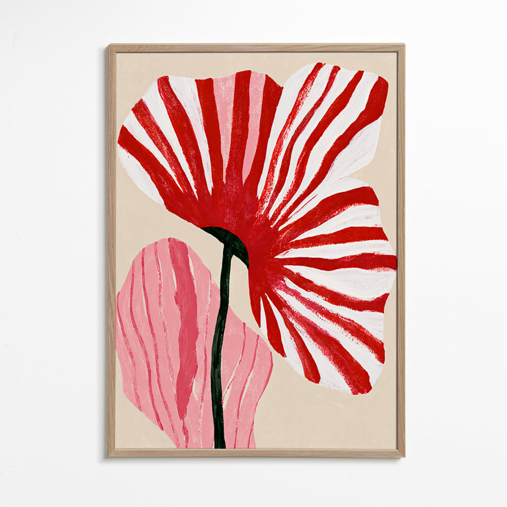 Stampa botanica petali rossi a righe