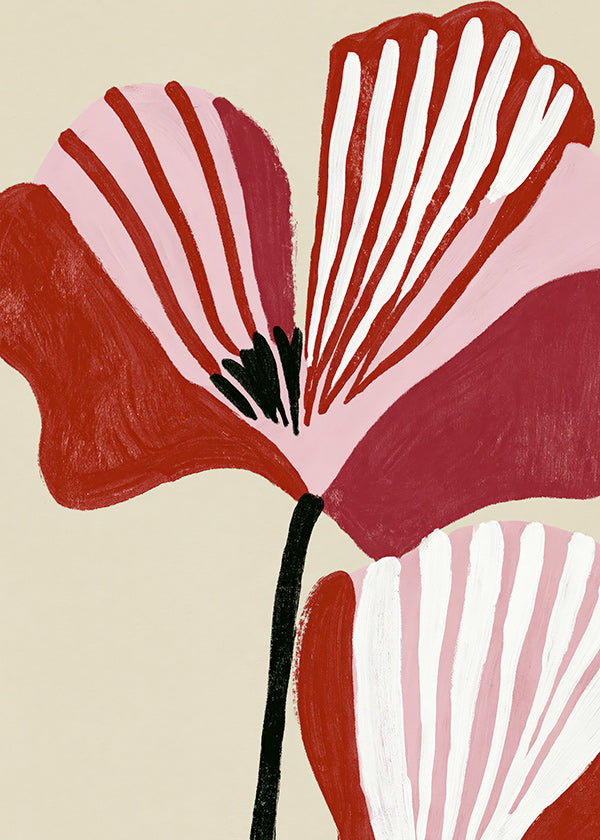 Stampa botanica Twin Petals rosa e rossa
