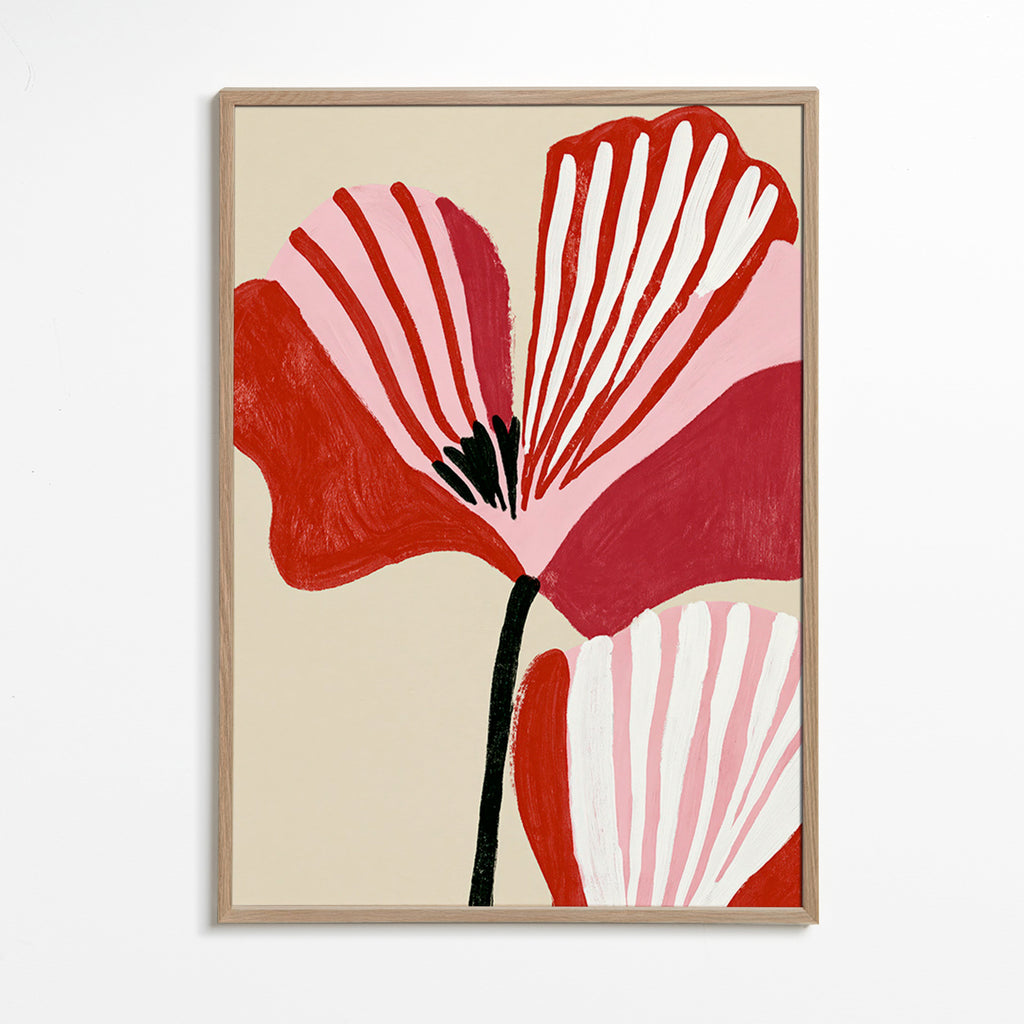 Stampa botanica Twin Petals rosa e rossa