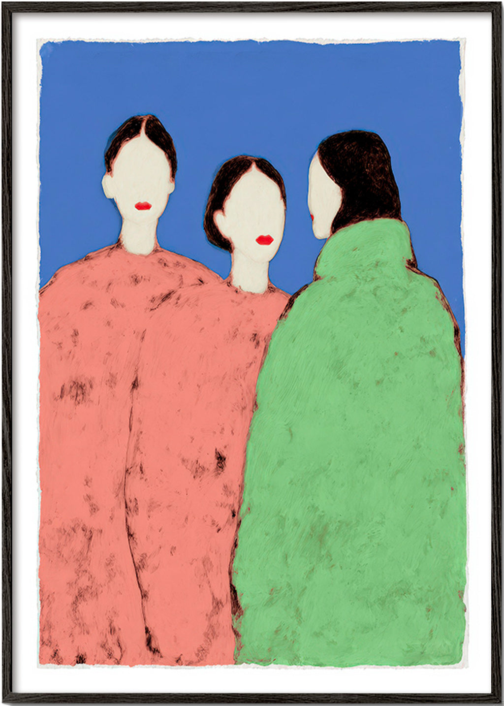 Illustrazione di tre figure stilizzate su sfondo blu