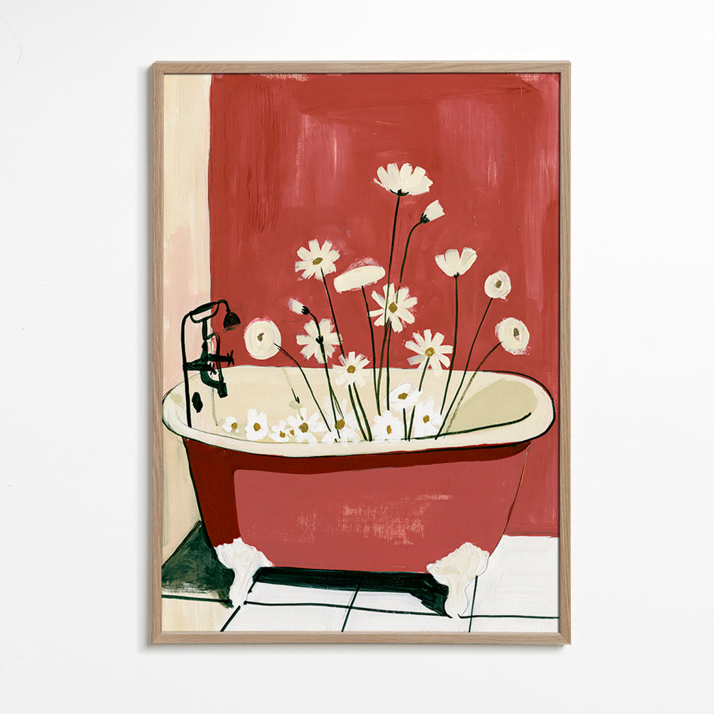 Stampa botanica con fiori nella vasca
