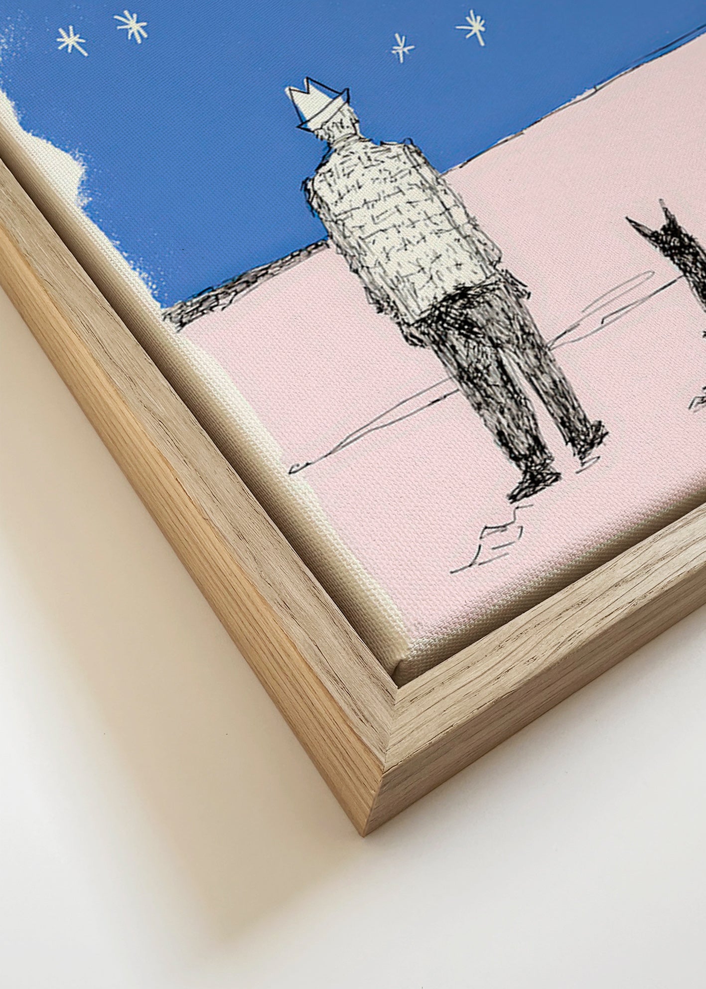Illustrazione: uomo e cane sotto le stelle
