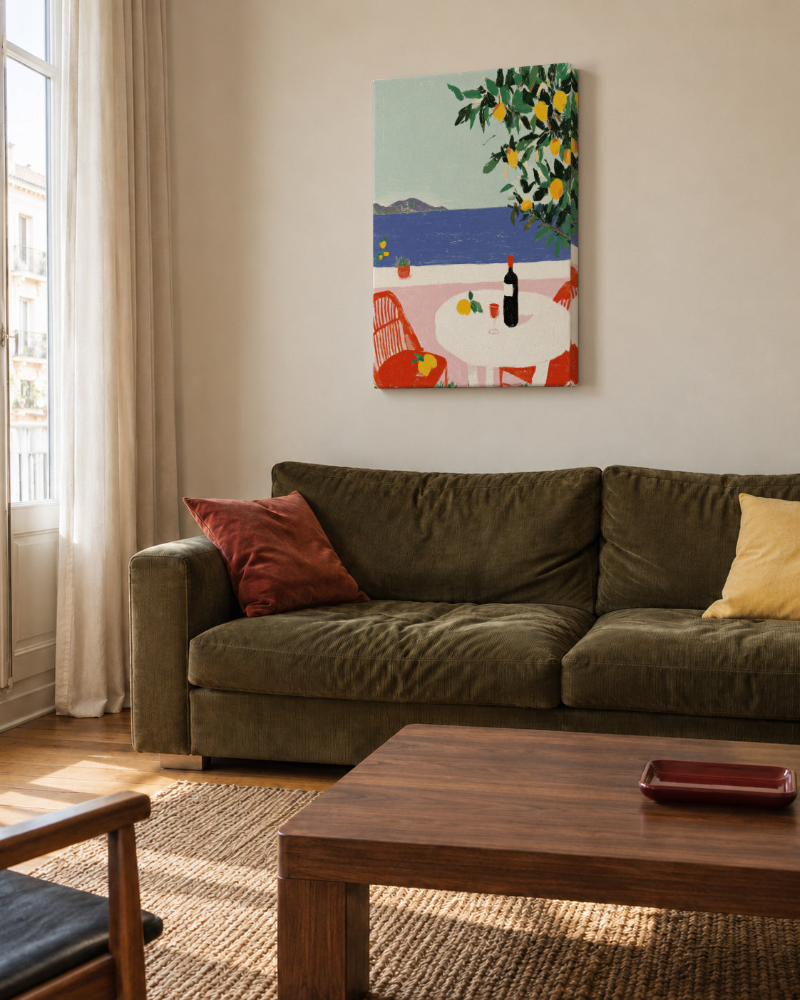 Mediterranean Table - Unframed canvas in an interior