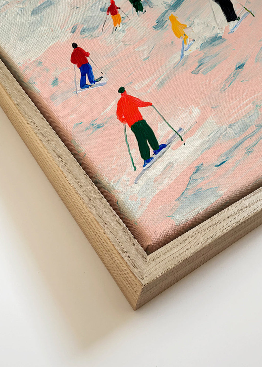 Quadro sportivo sci su pendio colorato