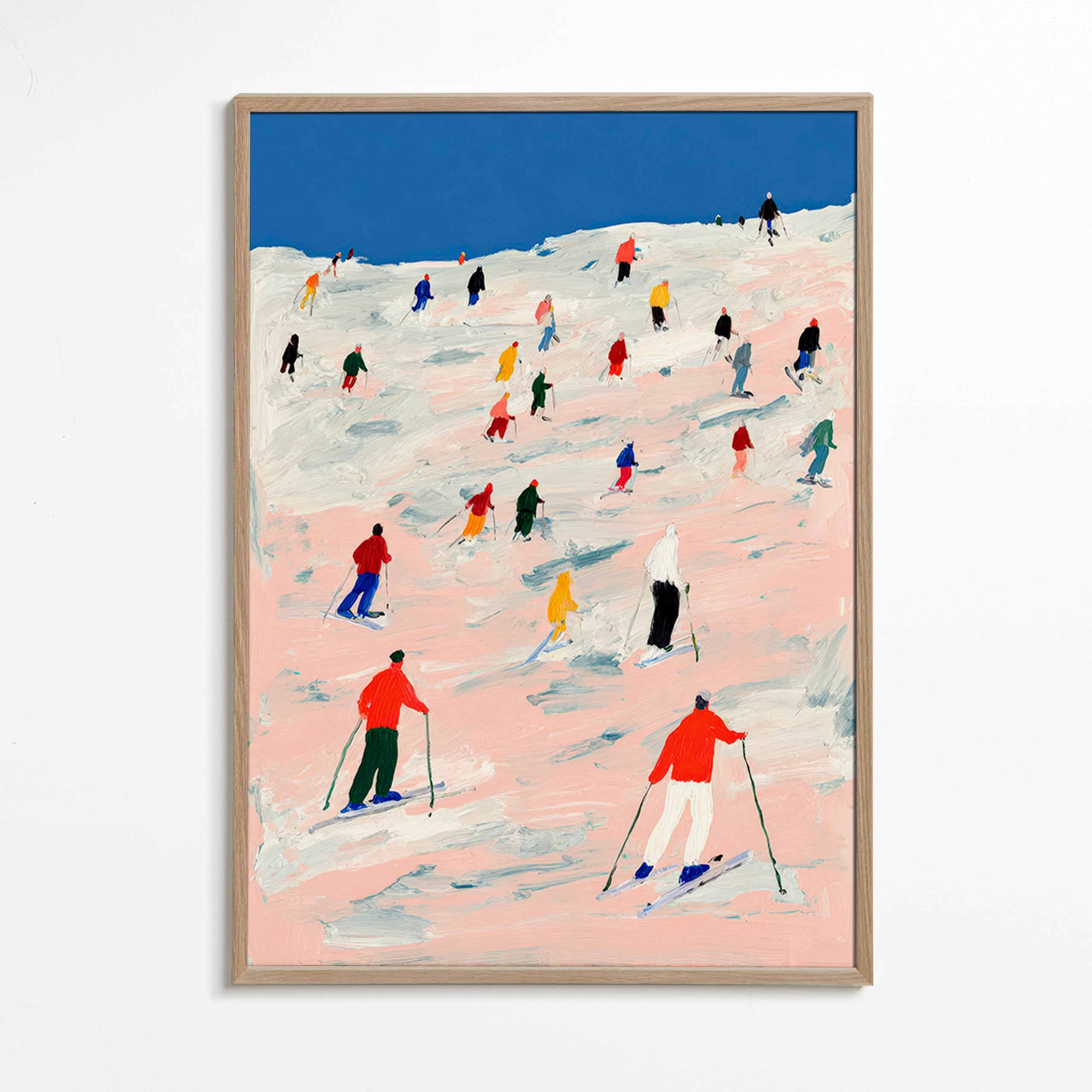 Quadro sportivo sci su pendio colorato