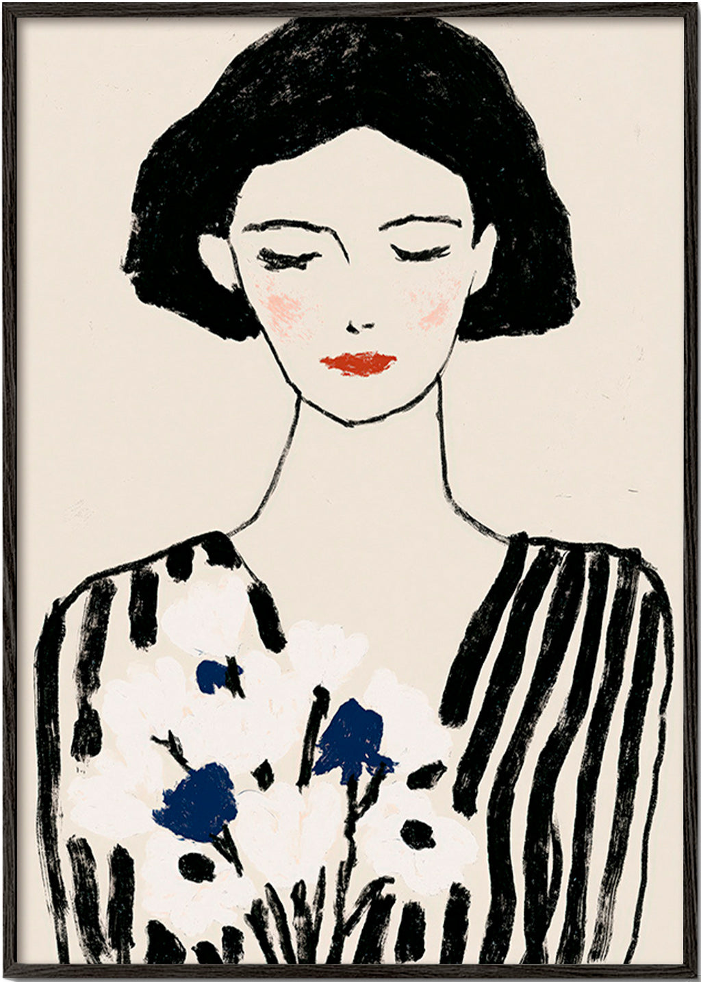 Illustrazione: ritratto femminile con fiori