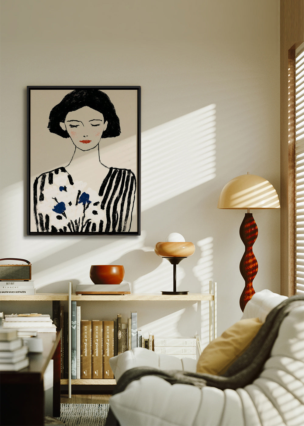 Illustrazione: ritratto femminile con fiori