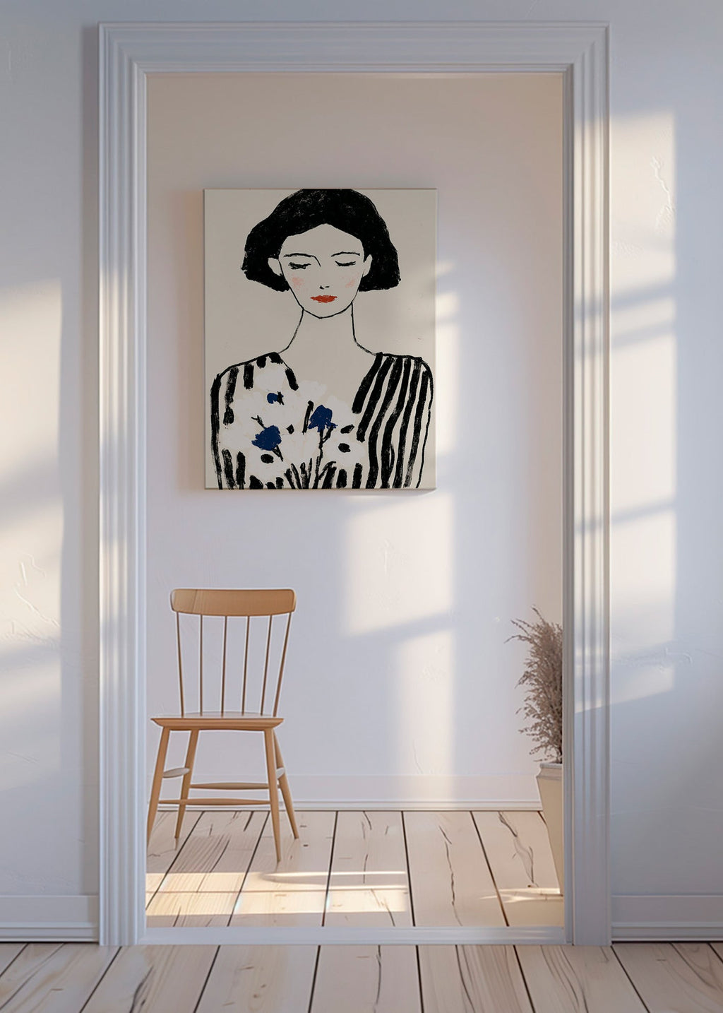 Illustrazione: ritratto femminile con fiori