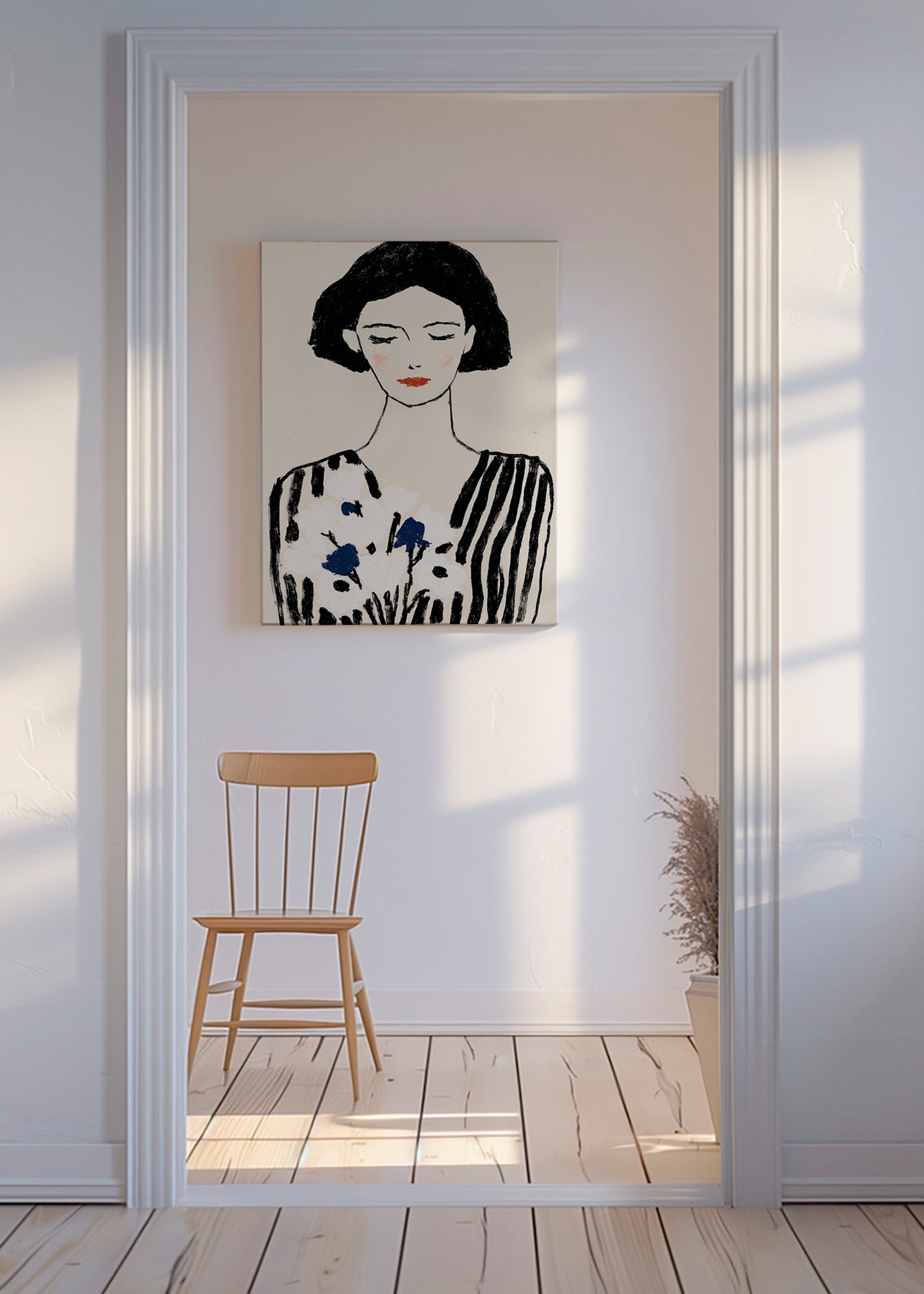 Illustrazione: ritratto femminile con fiori