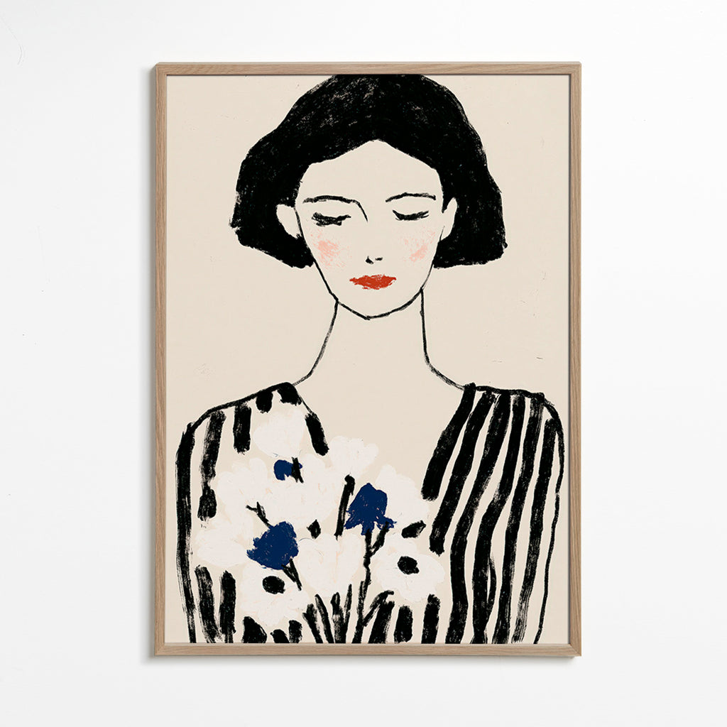 Illustrazione: ritratto femminile con fiori