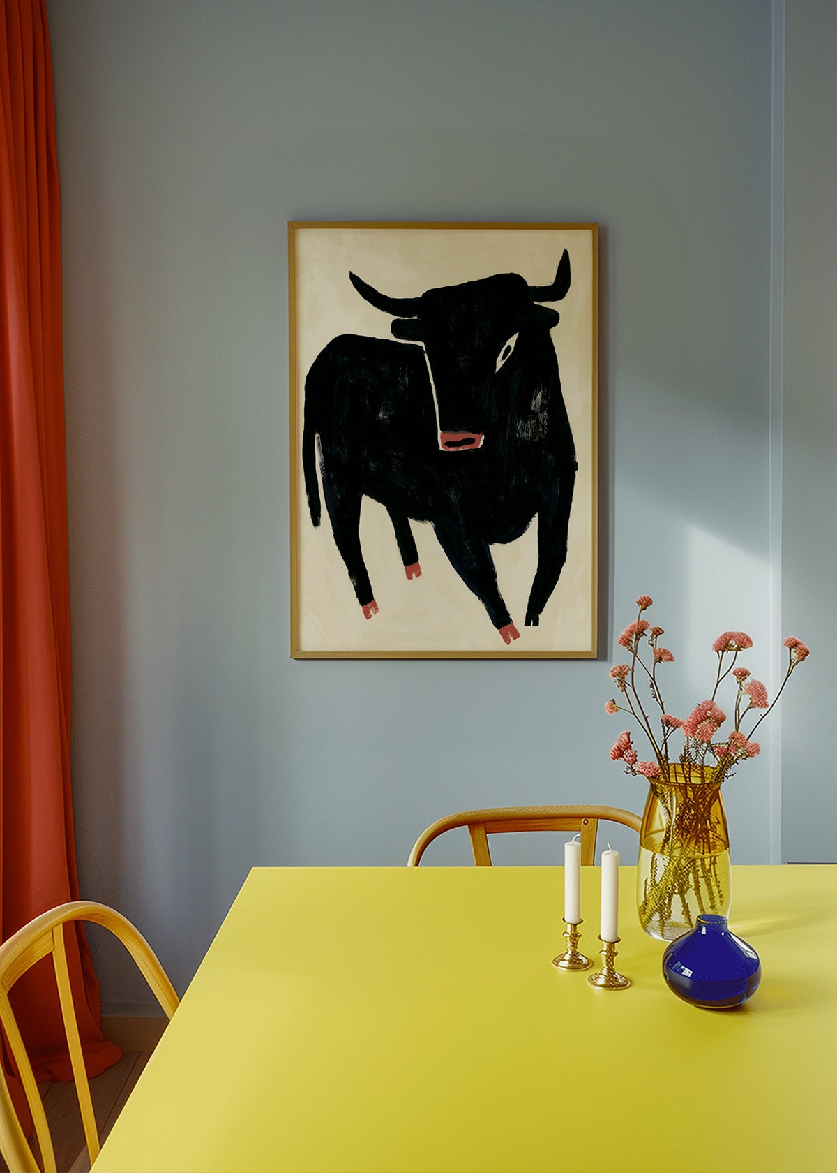 Quadro toro nero espressivo