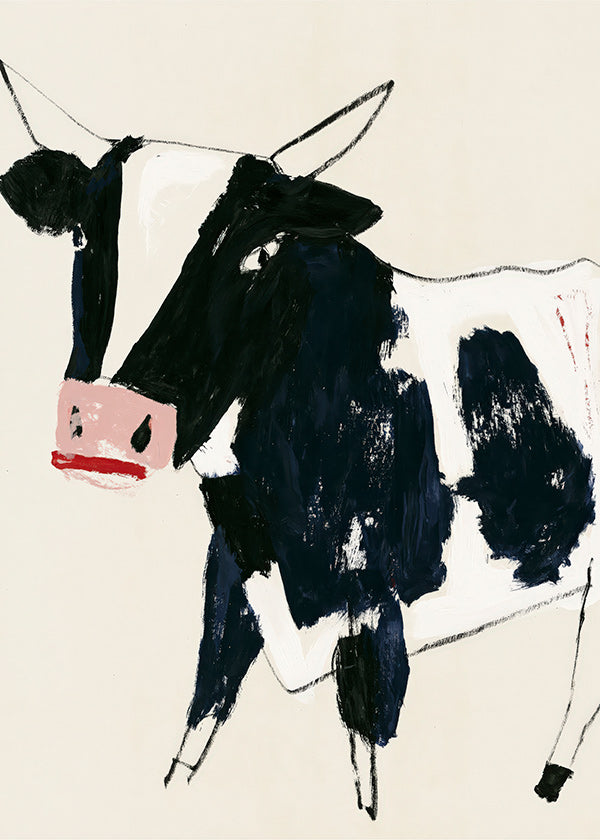 Opera mucca con tratti di pennello giocosi