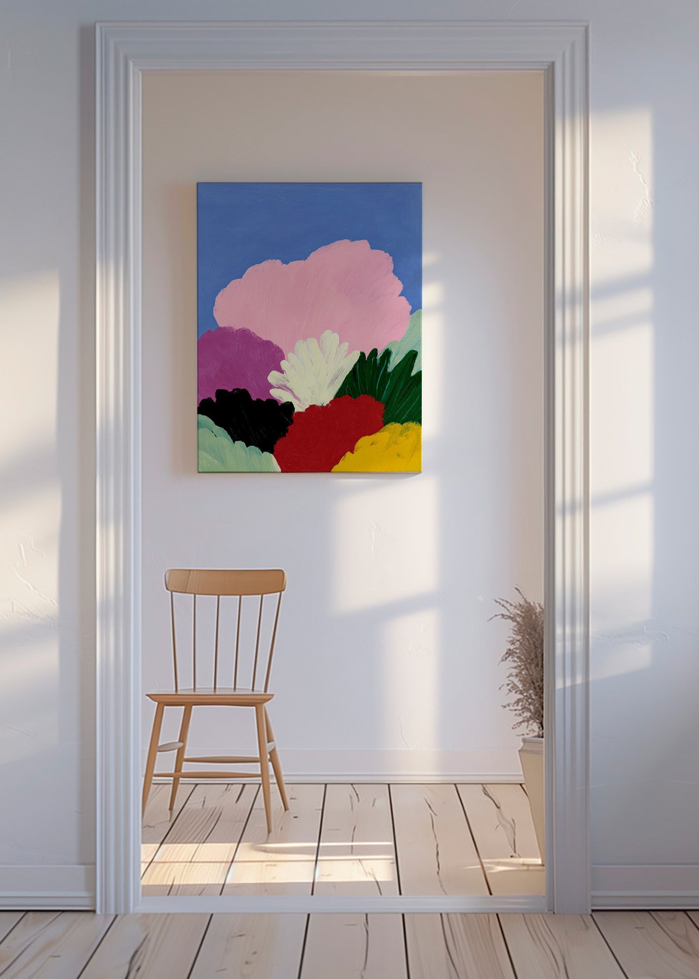 Stampa botanica Bloomscape con fiori astratti