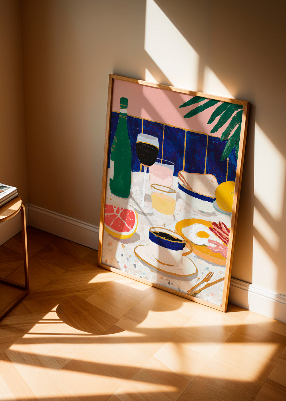 Arte da cucina: natura morta colazione con caffè e agrumi