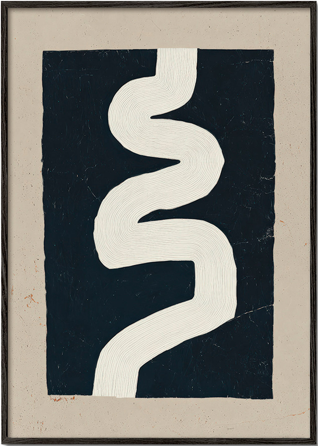 Stampa minimalista curva bianca su fondo scuro