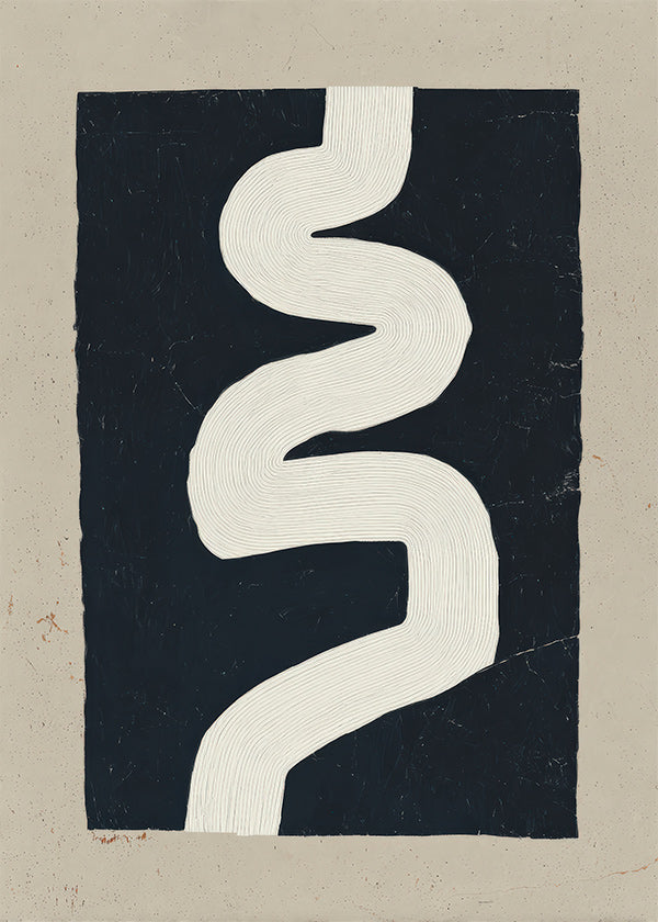 Stampa minimalista curva bianca su fondo scuro