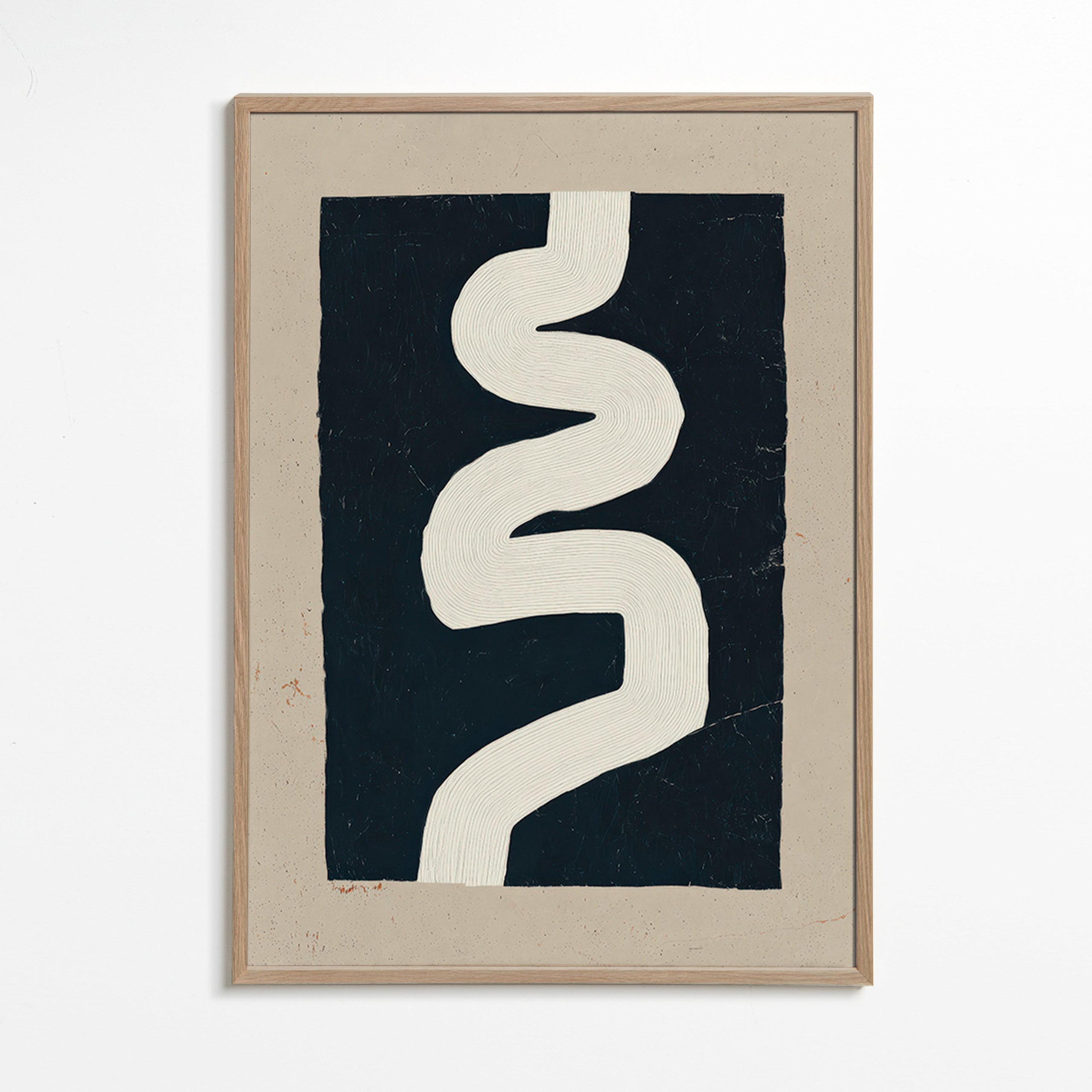 Stampa minimalista curva bianca su fondo scuro