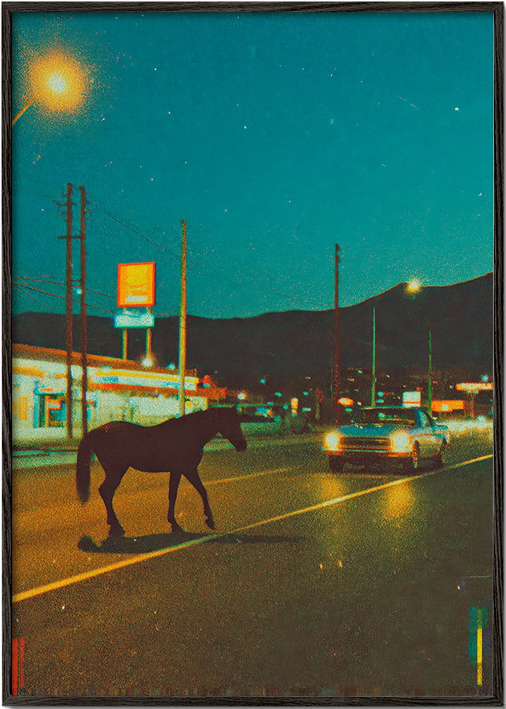 Cavallo notturno sulla strada