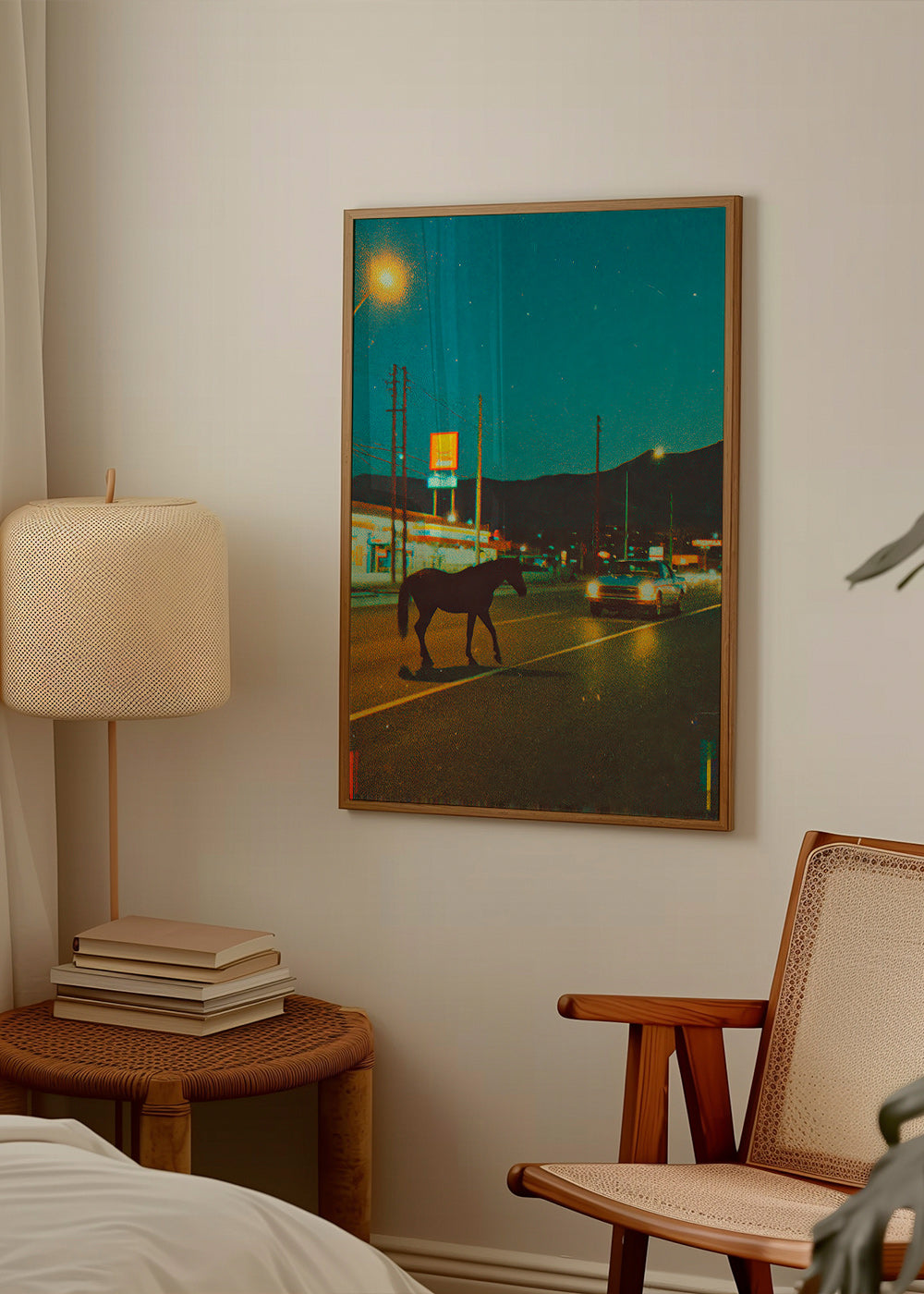 Cavallo notturno sulla strada