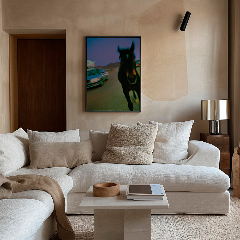 Opera cavallo in movimento al crepuscolo