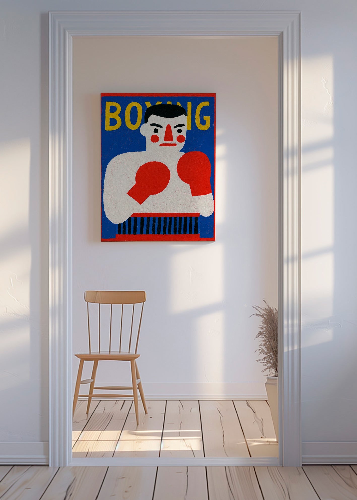 Arte sportiva: poster con pugile illustrato