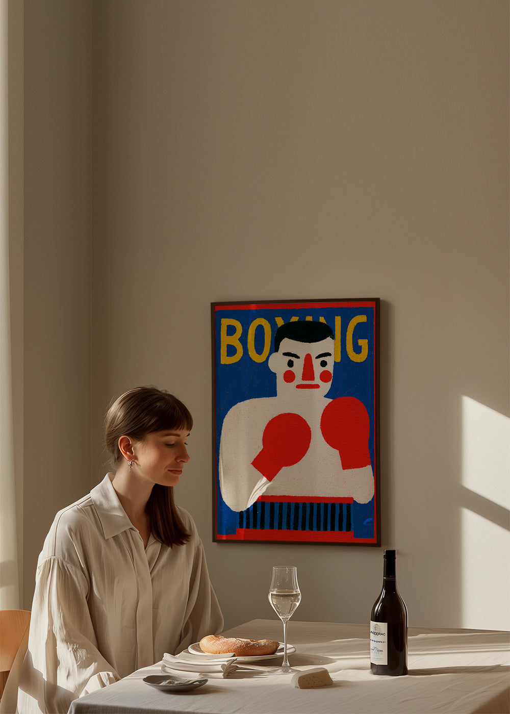 Arte sportiva: poster con pugile illustrato