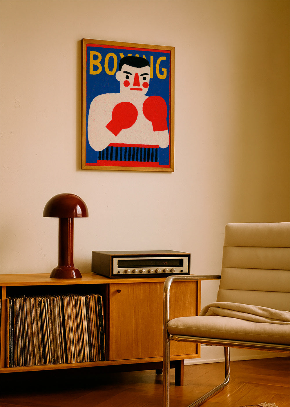 Arte sportiva: poster con pugile illustrato