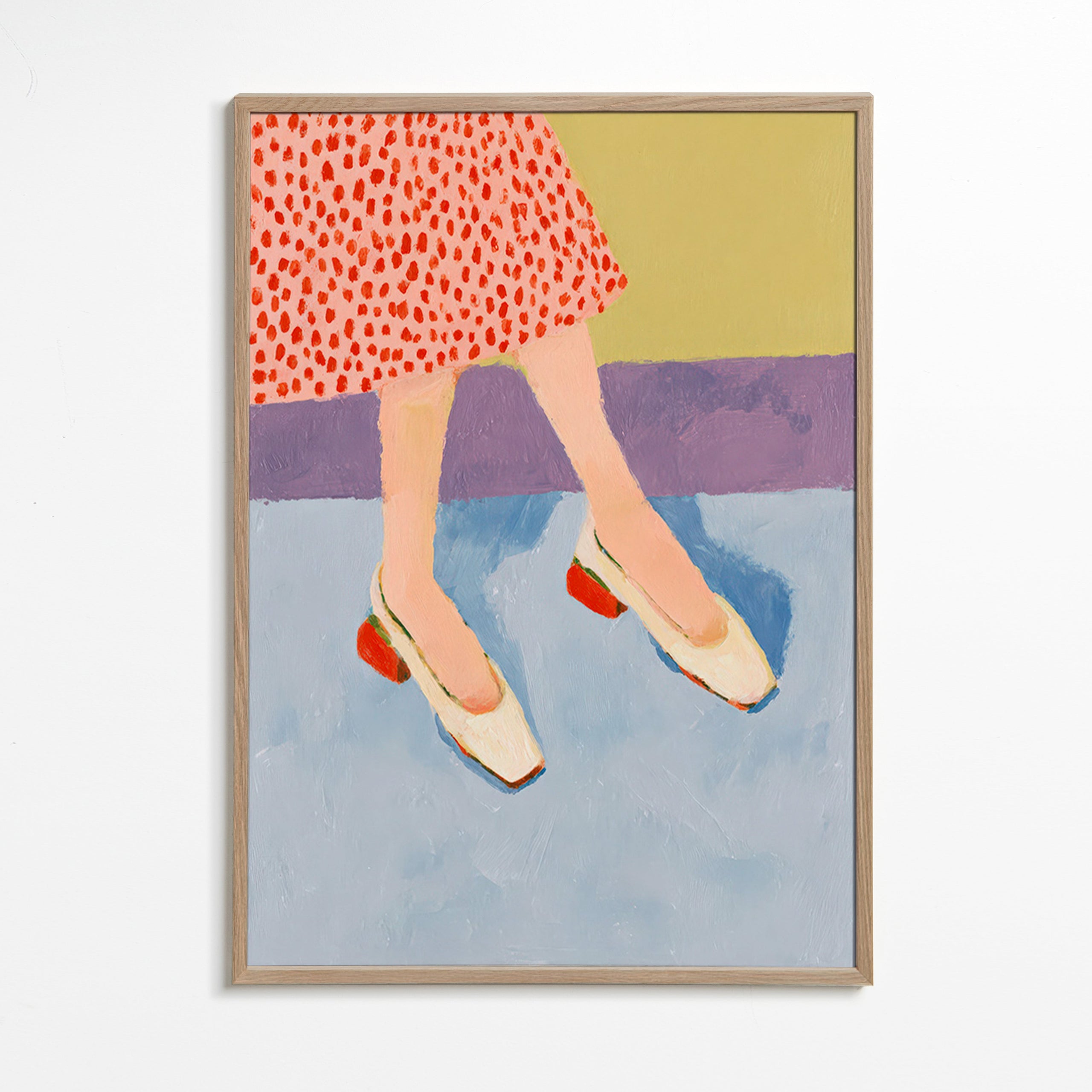 Illustrazione scarpe rosse e gonna stampata