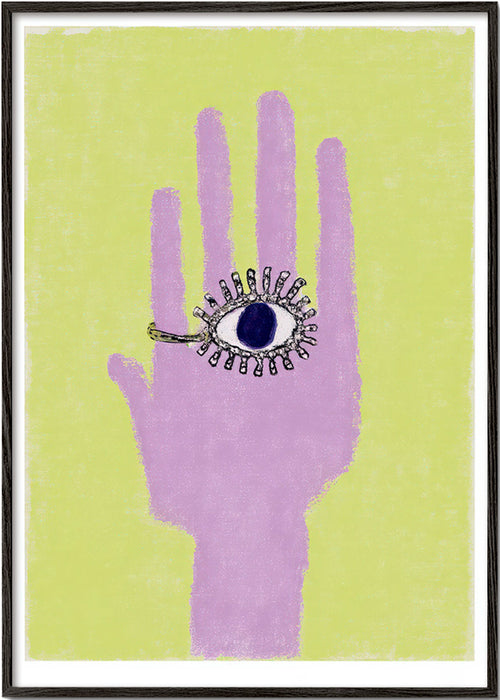 Illustrazione di mano con occhio nel palmo