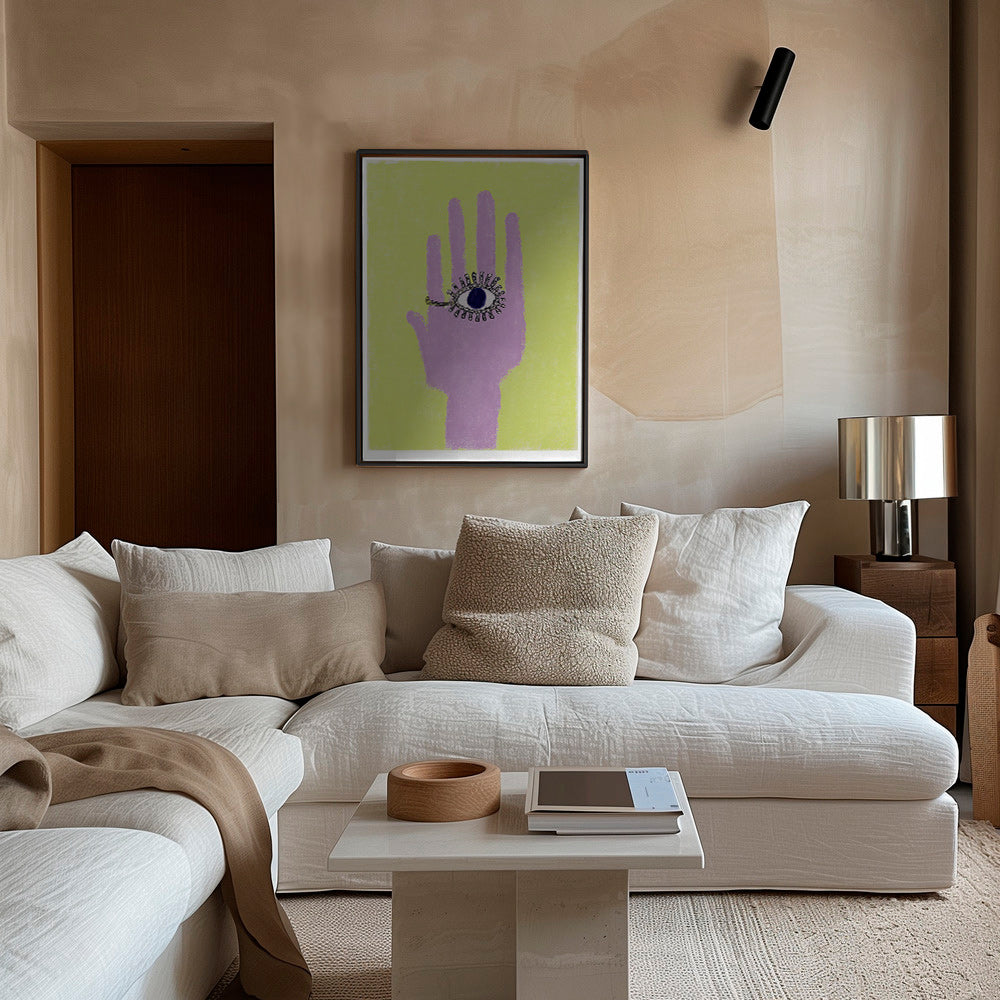 Illustrazione di mano con occhio nel palmo
