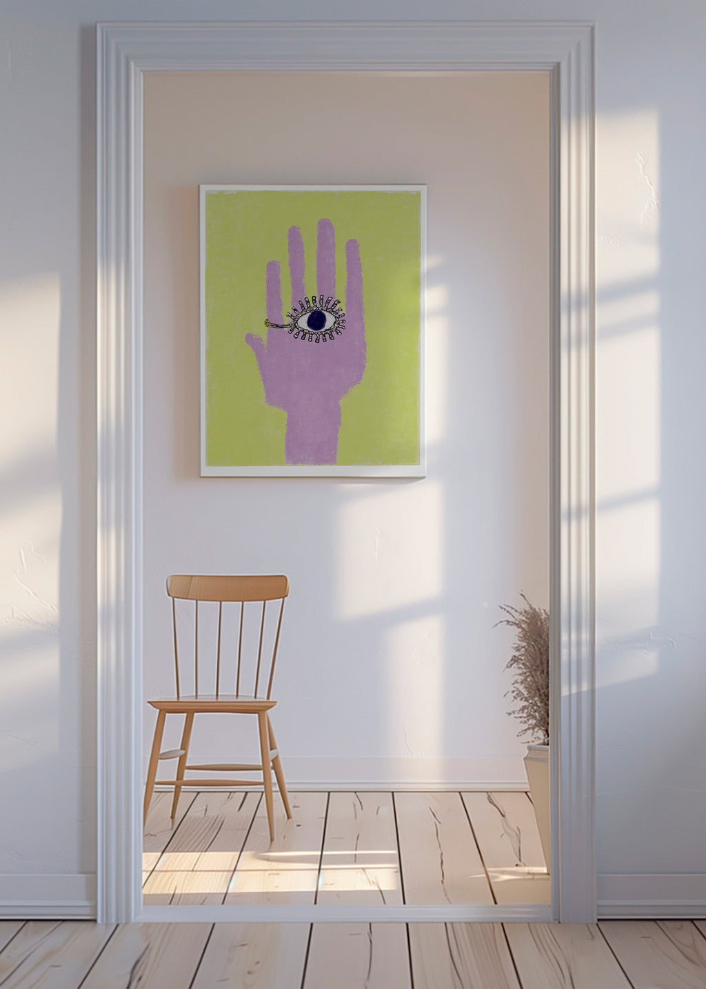 Illustrazione di mano con occhio nel palmo