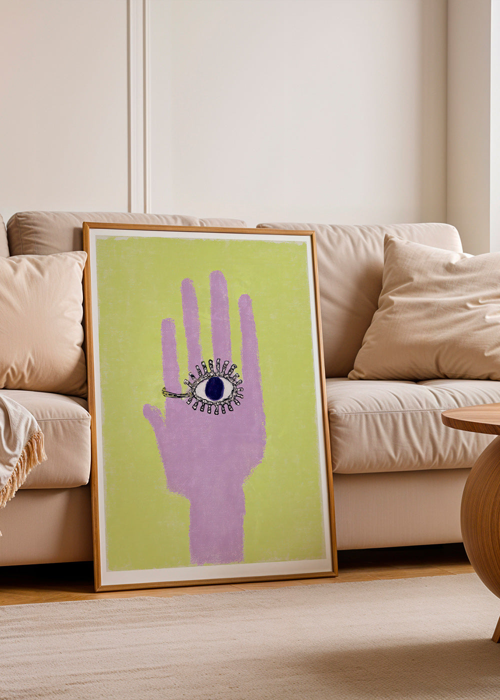 Illustrazione di mano con occhio nel palmo