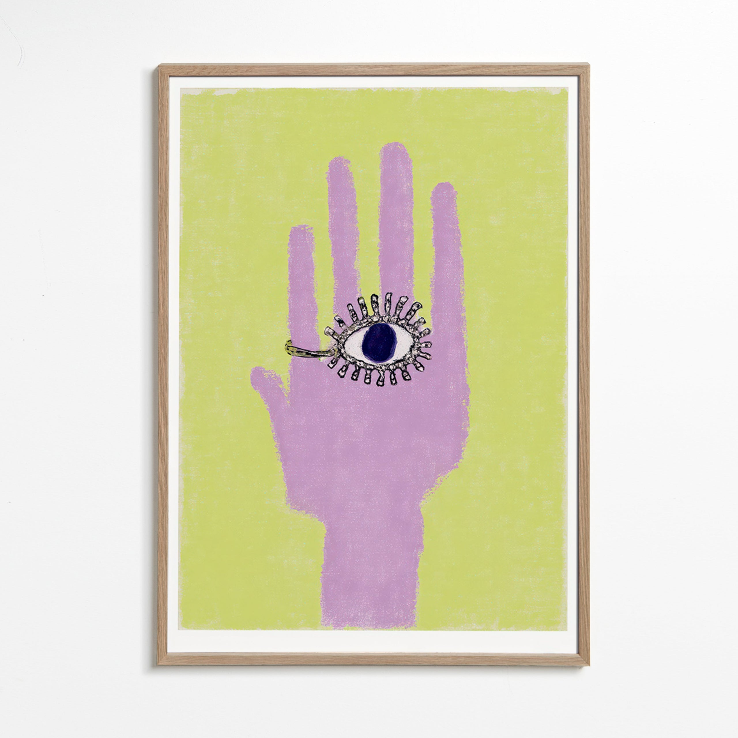 Illustrazione di mano con occhio nel palmo