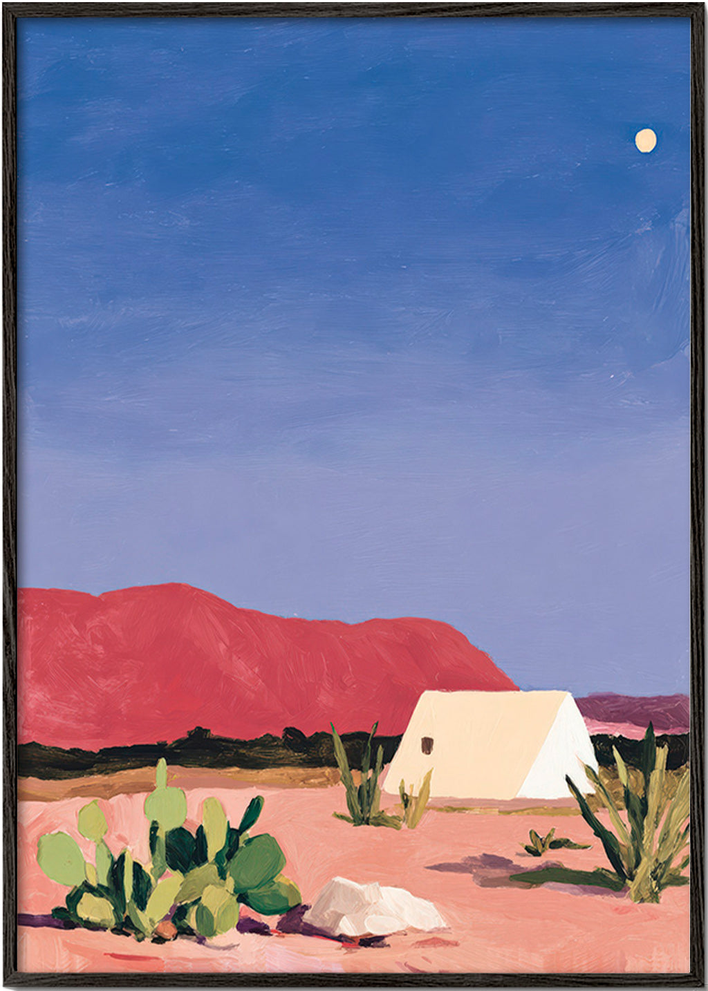 Arte paesaggistica: deserto con tenda e cactus