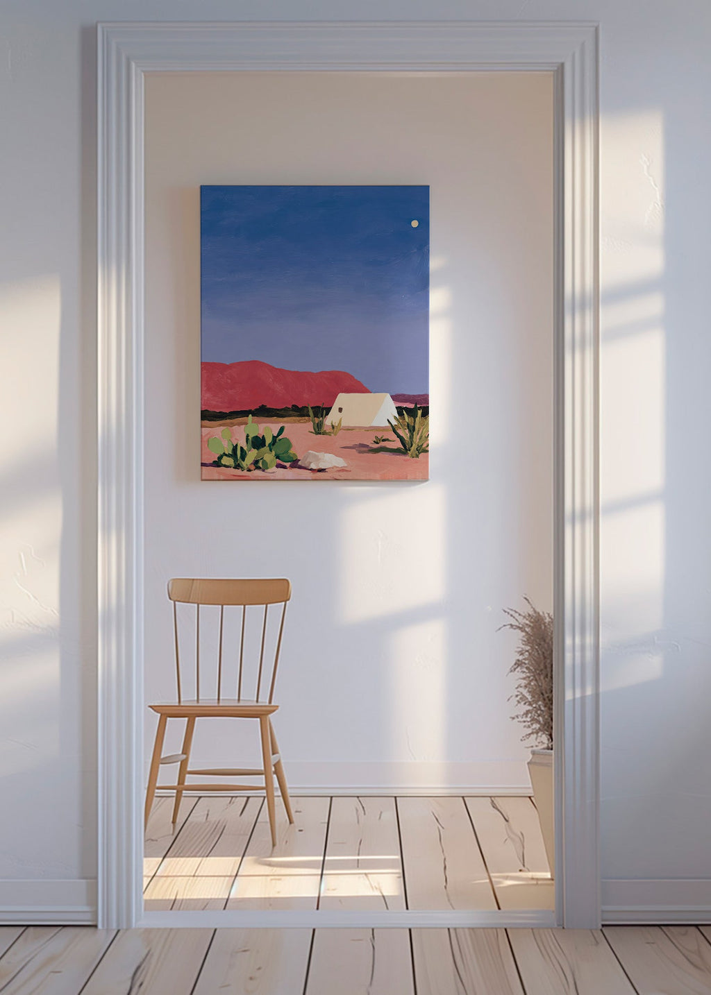 Arte paesaggistica: deserto con tenda e cactus