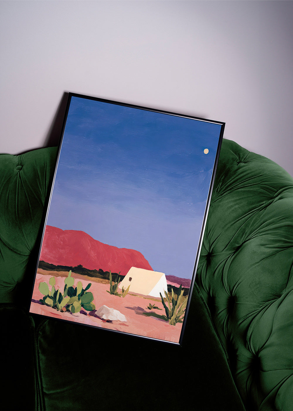 Arte paesaggistica: deserto con tenda e cactus