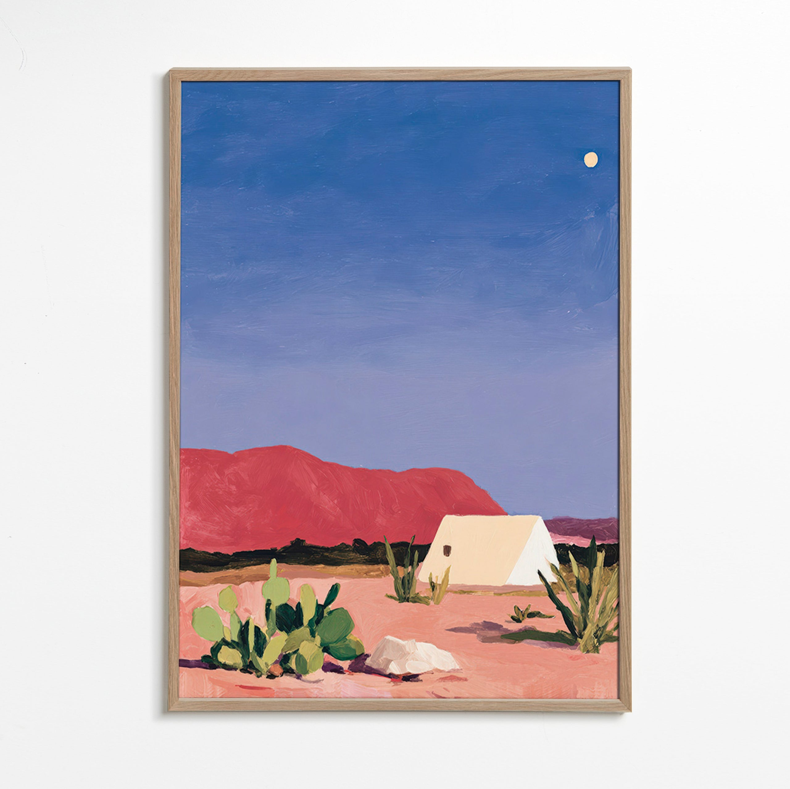 Arte paesaggistica: deserto con tenda e cactus