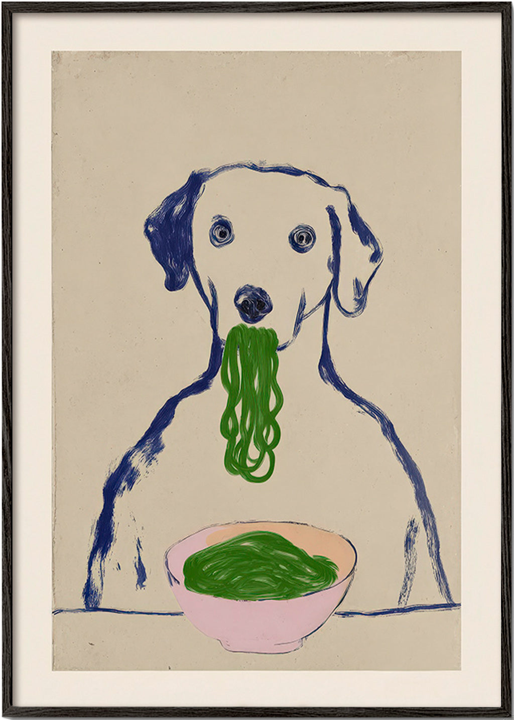 Arte da cucina: cane che mangia noodle