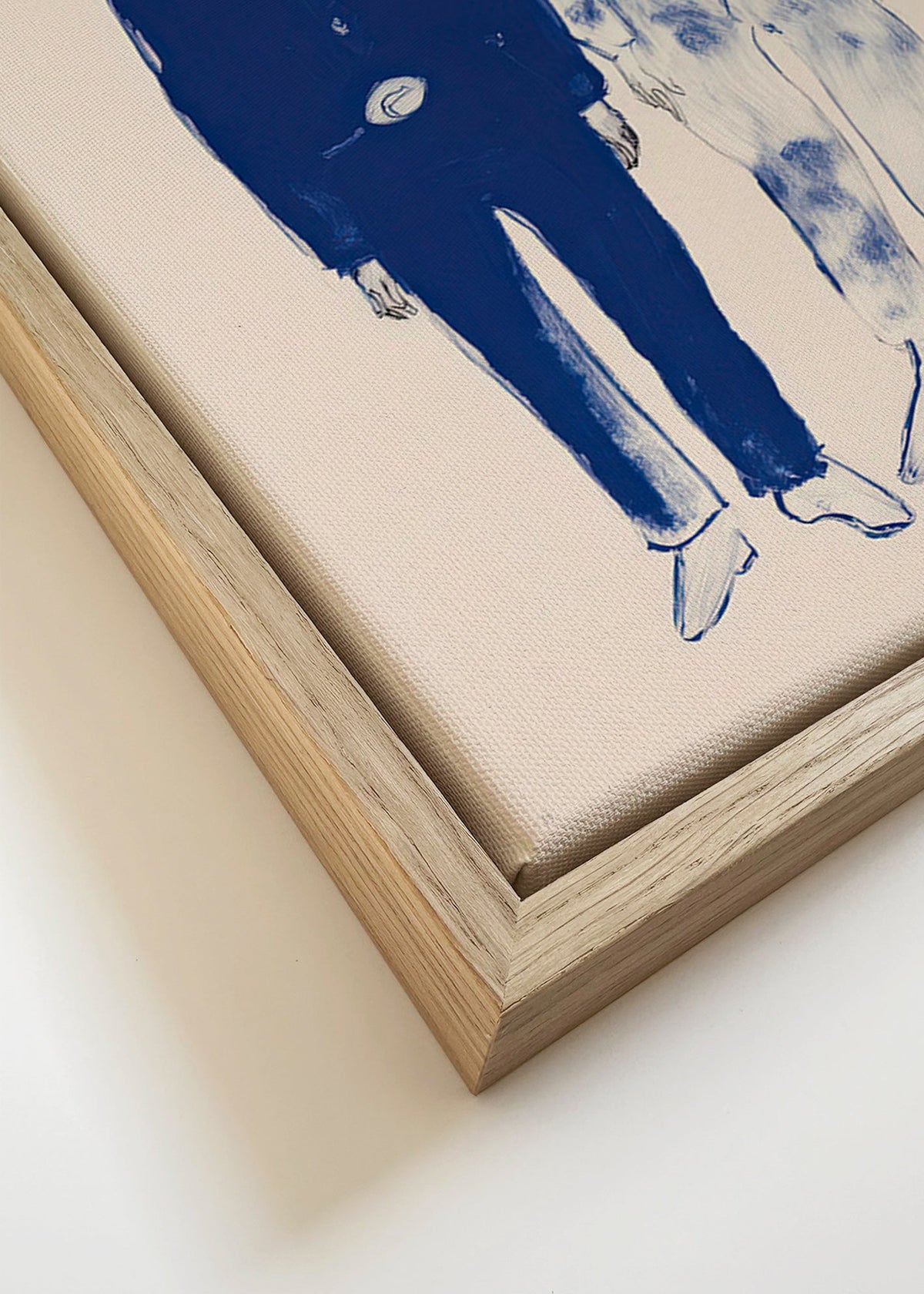 Illustrazione di due figure con coniglio in inchiostro blu