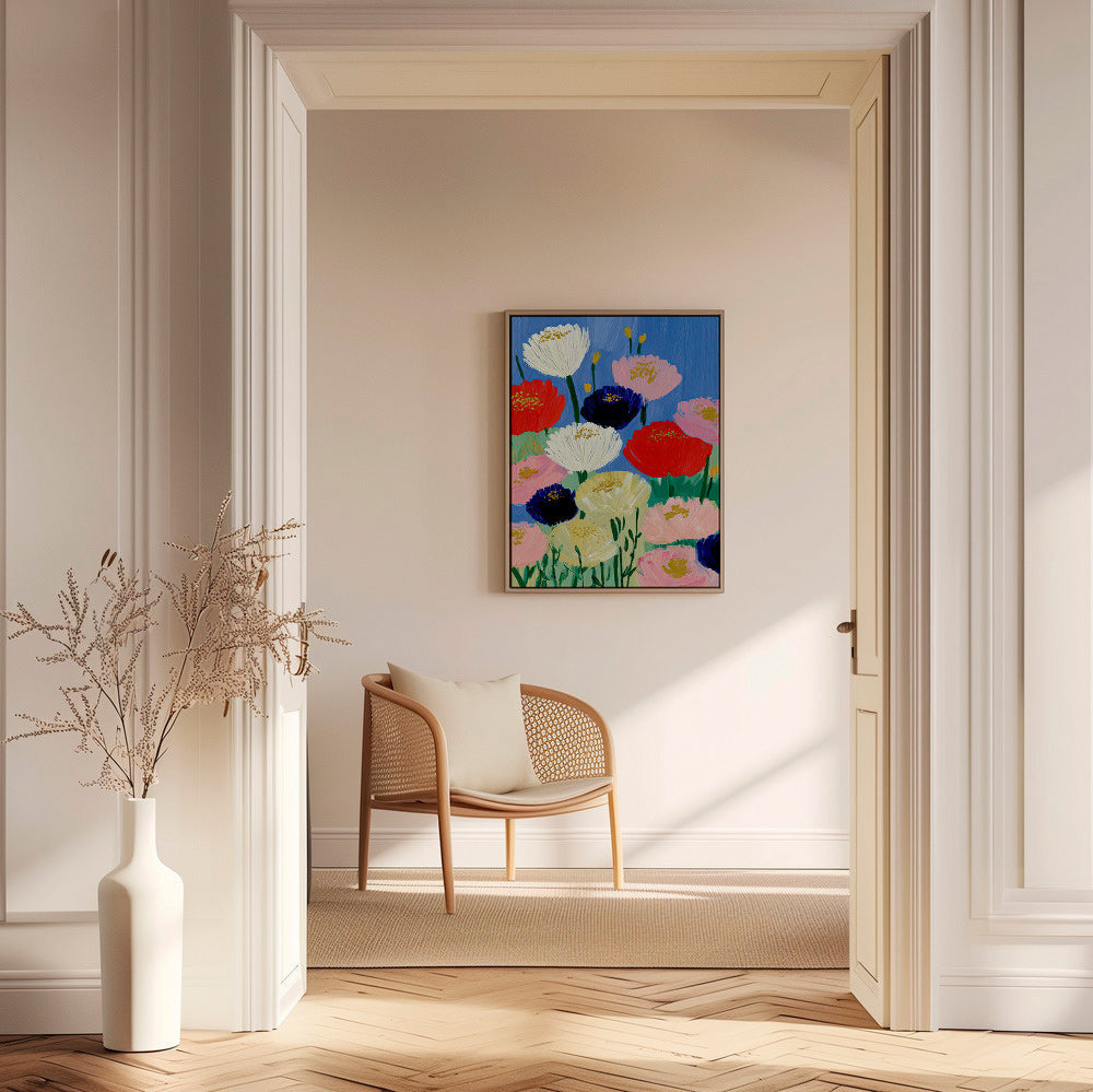 Stampa botanica con fiori a pennellate