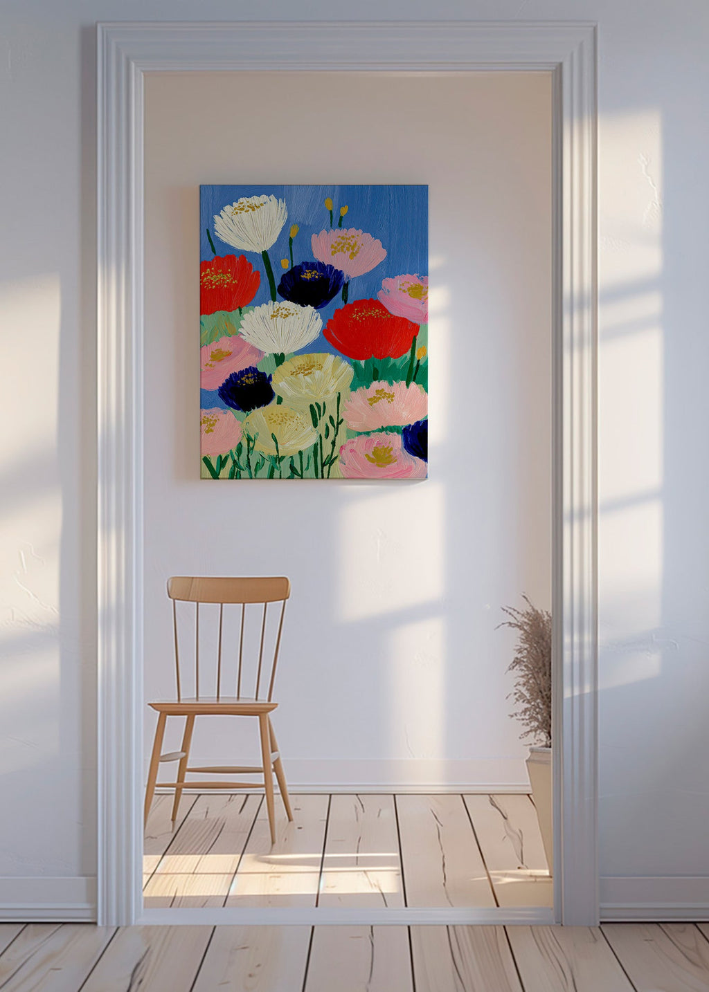 Stampa botanica con fiori a pennellate
