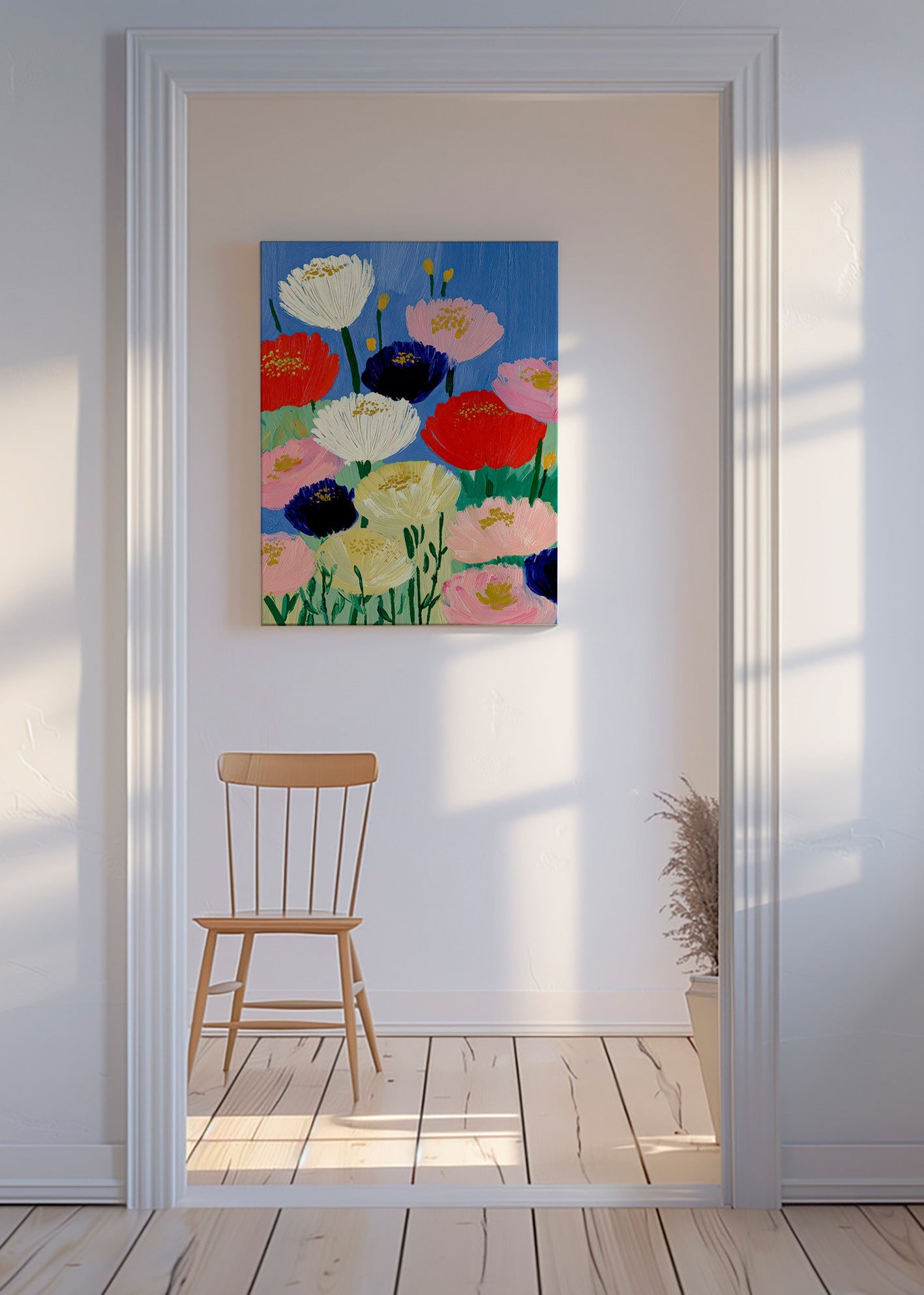 Stampa botanica con fiori a pennellate