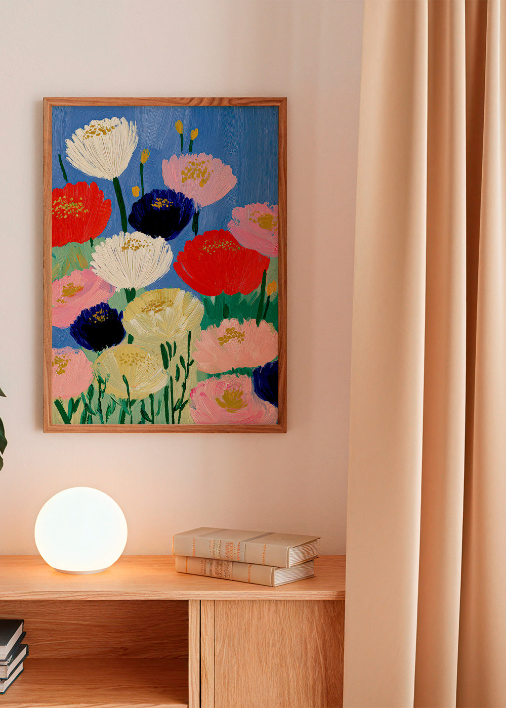 Stampa botanica con fiori a pennellate