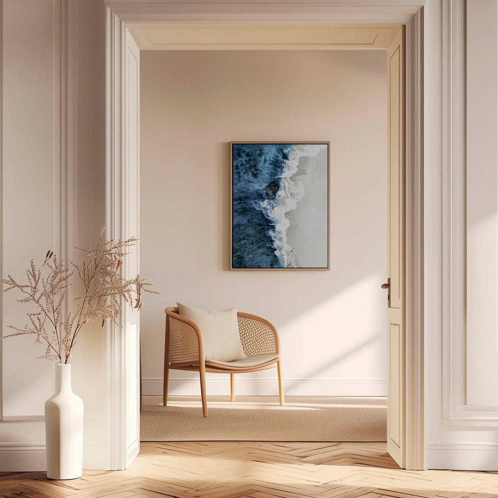 Cuadro de paisaje con onde aeree e schiuma grafica