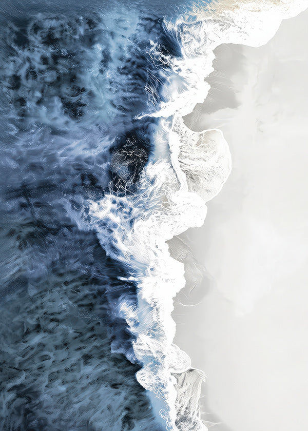 Cuadro de paisaje con onde aeree e schiuma grafica