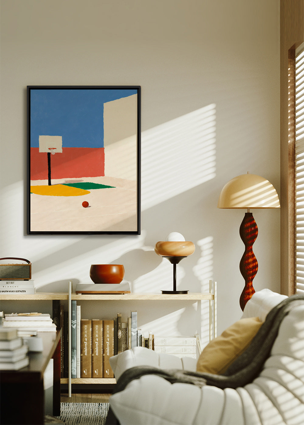 Arte sportiva: campo minimal con palla