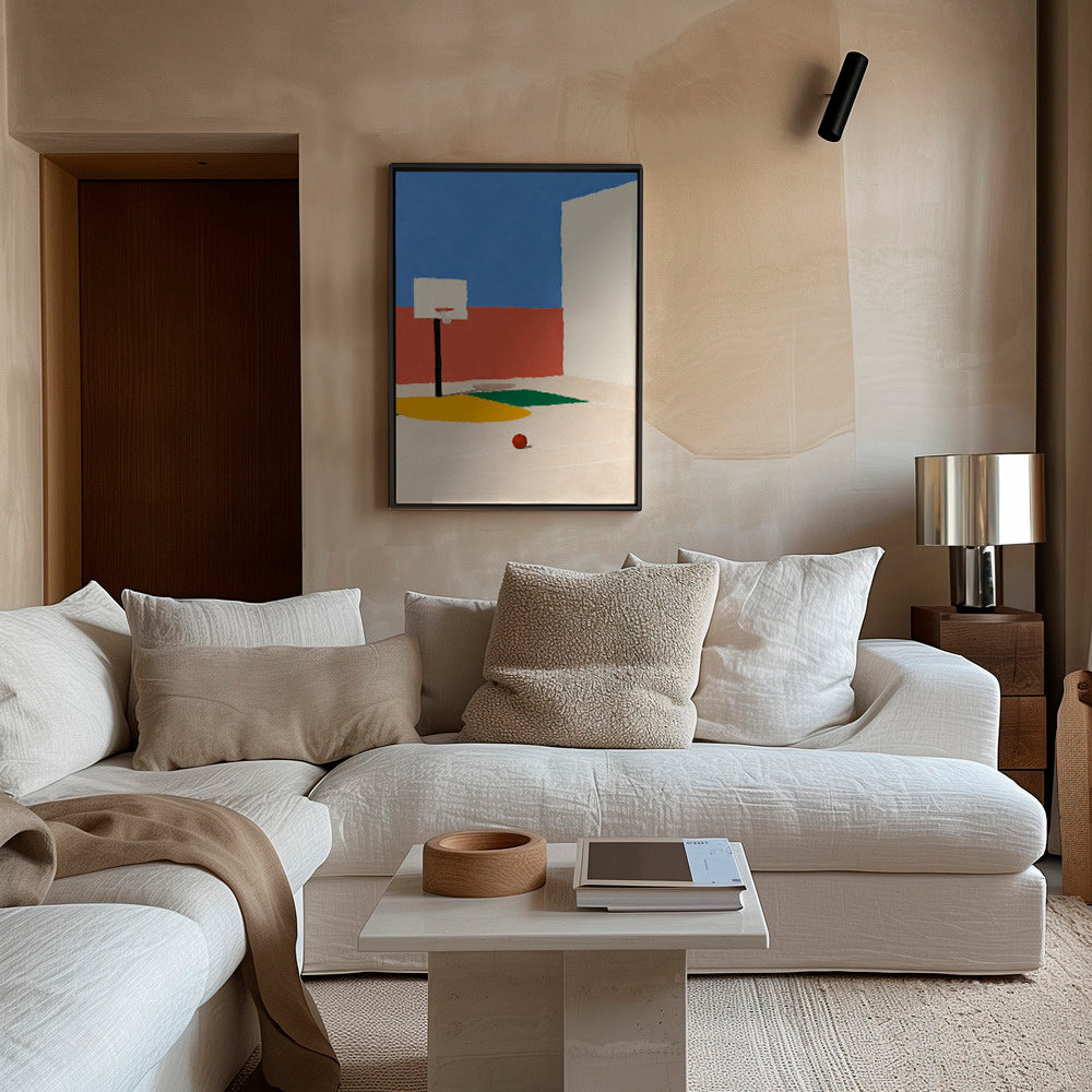 Arte sportiva: campo minimal con palla