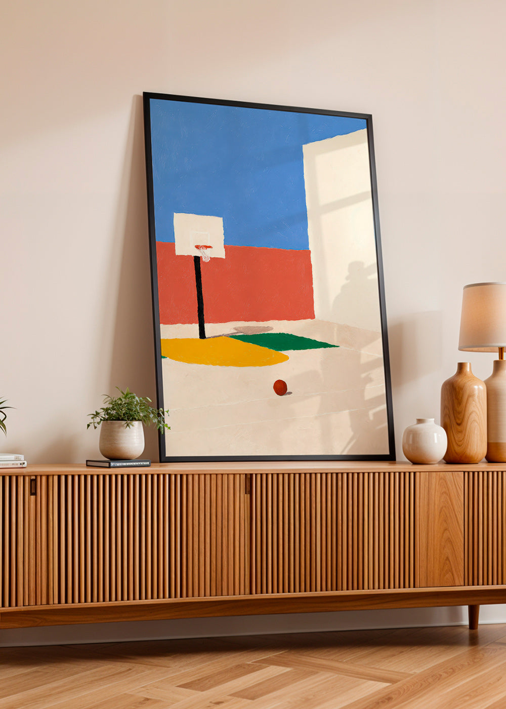 Arte sportiva: campo minimal con palla