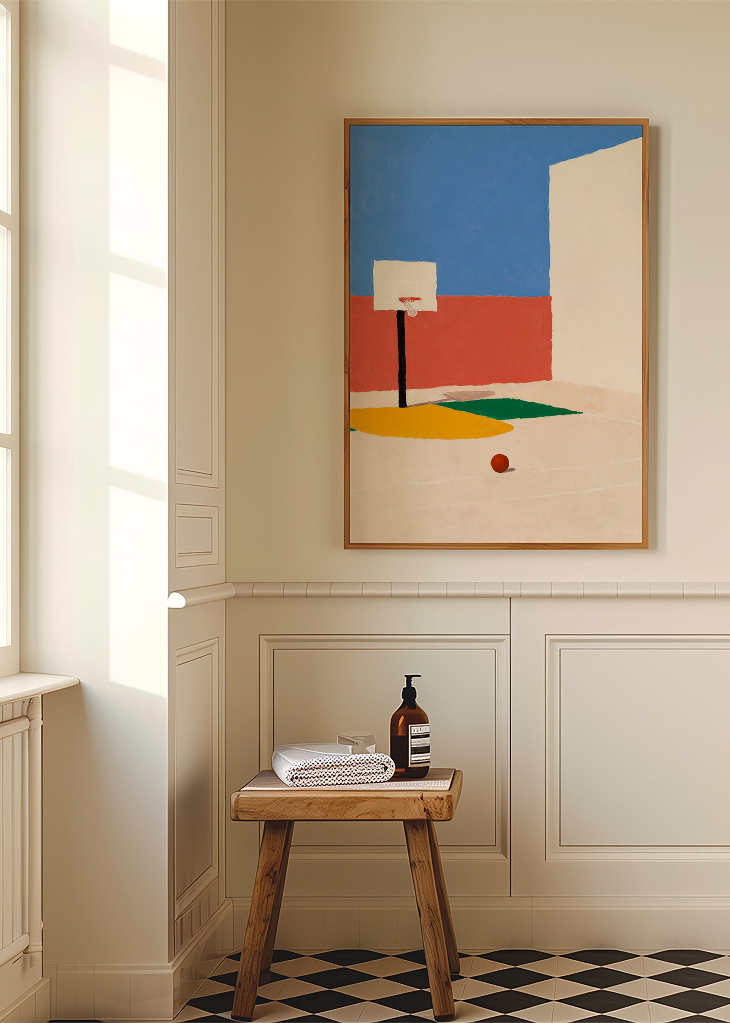Arte sportiva: campo minimal con palla