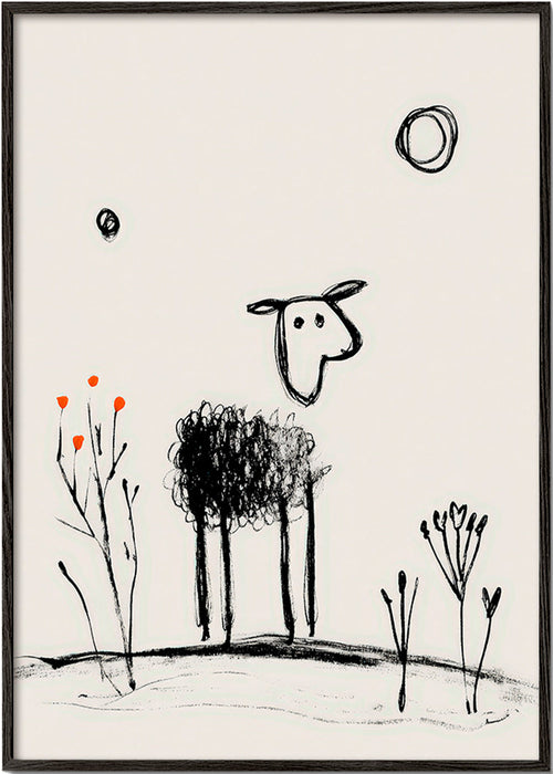 Pecora minimalista disegno a linee
